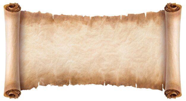 an old scroll with rolled up paper on it