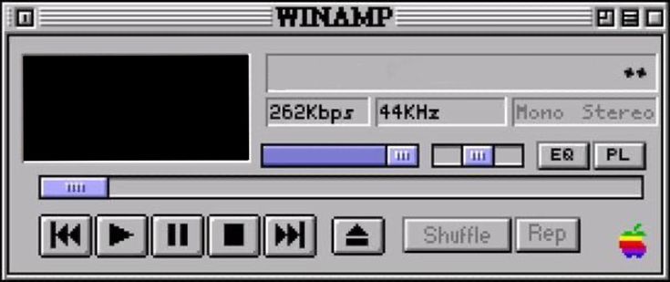 an old computer screen with the words winamp on it