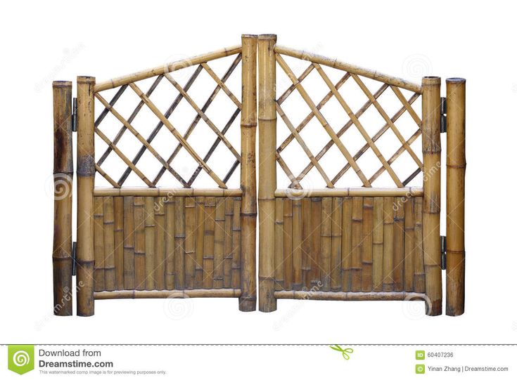 an old bamboo gate on white background