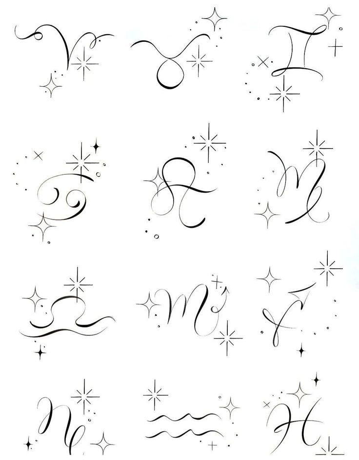 the letters and numbers are drawn in black ink with stars on them, as well as some