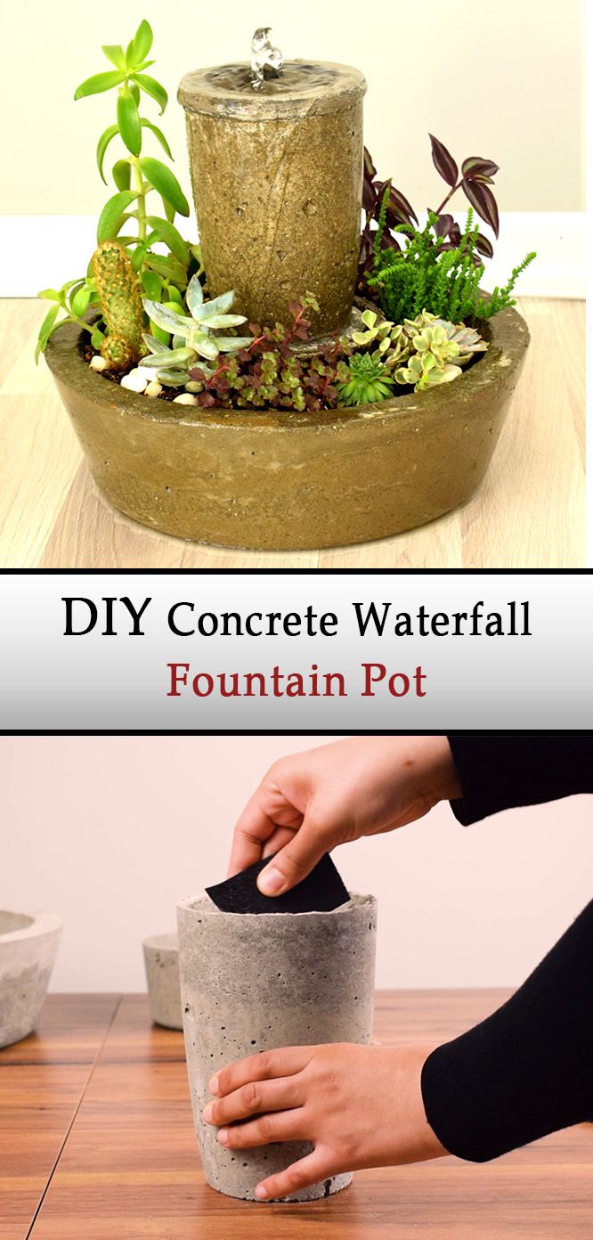 How to Make a Concrete Water Fountain Pot. It's an awesome Concrete Project You Can Make at Home !! In this tutorial, I show you how to make awesome Awesome Waterfall Fountain using mainly a cement and Sand. It’s fun to make and you can use it as an awesome decoration. Do it yourself, how to make waterfall fountain pot of cement, how to build a concrete water fountain pot decoration, homemade waterfall fountain pot, wonderful recycle DIY craft, easy recycled project, DIY creative ways to reuse Concrete Water Fountain, Homemade Waterfall, Concrete Waterfall, Recycle Crafts Diy, Pot Diy, Diy Cement, Pot Decoration, Craft Easy, Waterfall Fountain