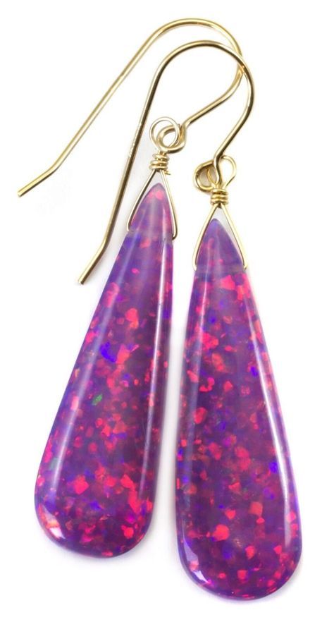 Opal Earrings Opal smooth cut long teardrop earrings Gem size is 10x33mm Earrings hang 2 inches, 11 carats, naturally lightweight Genuine pink opal in a resin base, amazing sparkle Semi-transulcent stone with rainbow flashes and opalescence  Great everyday "go to" earrings Quality French earwires available in 14k solid gold, 14k gold filled or sterling silver - you choose Mannequin shows how they will hang Visit My eBay Store!: Spyglass Designs Please note photos show camera lighting, shadows and reflections. Jewelry comes packaged in a small colorful tie pouch. Gemstones may have been treated to improve stability, durability or appearance. Jewelry is handmade and usually hand paired, therefore there may be slight variations in gemstones from those photographed.  All gems can be cleaned wi All Gems, Pink Lavender, Earrings Long, Opal Earrings, Pink Opal, Fine Jewellery Earrings, Bohemian Jewelry, Long Earrings, Teardrop Earrings