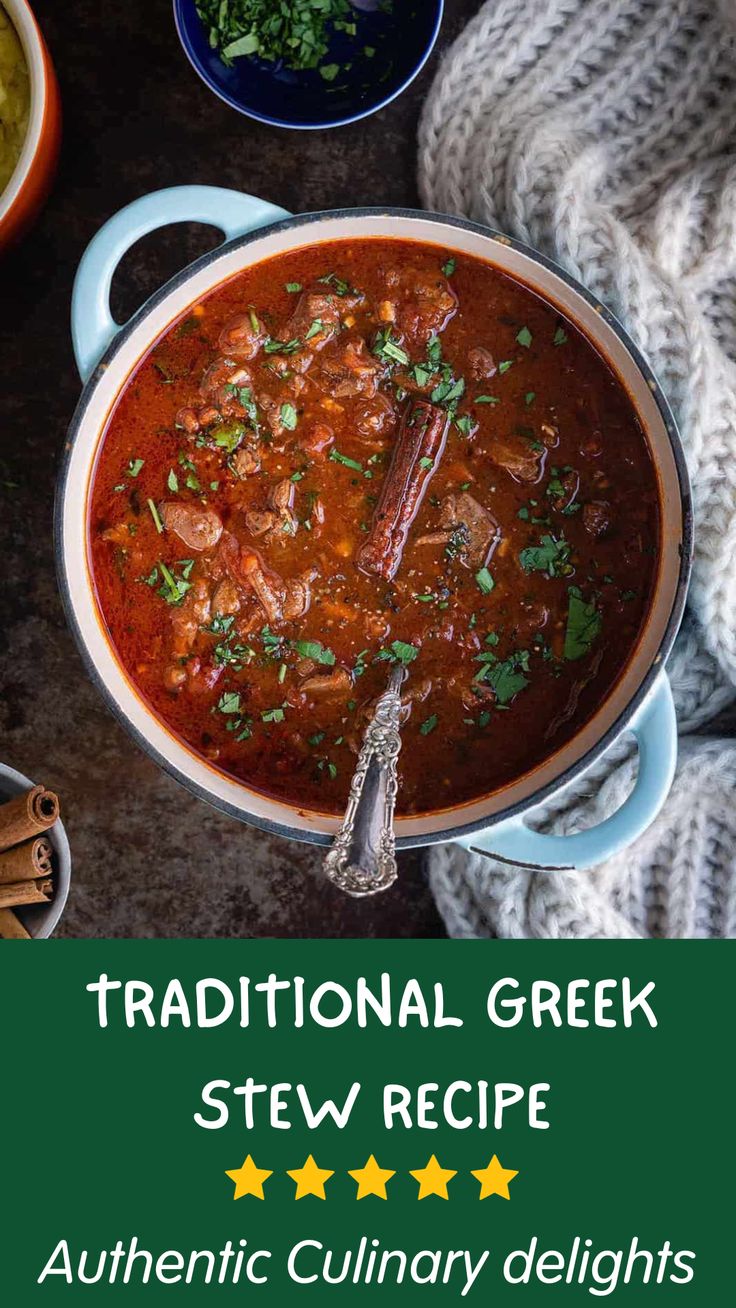 Kokinisto Beef Stew: Authentic Greek recipe with tomatoes and beef, perfect for cozy nights in. #GreekCuisine #BeefStew #HomemadeFood Greek Pork Stew Recipes, Kokinisto Beef Greek, Kokkinisto Beef, Kokinisto Beef, Greek Beef Stew Recipe, Greek Stew, Mediterranean Beef Stew, Greek Beef Stew, Beef Stew Dinner