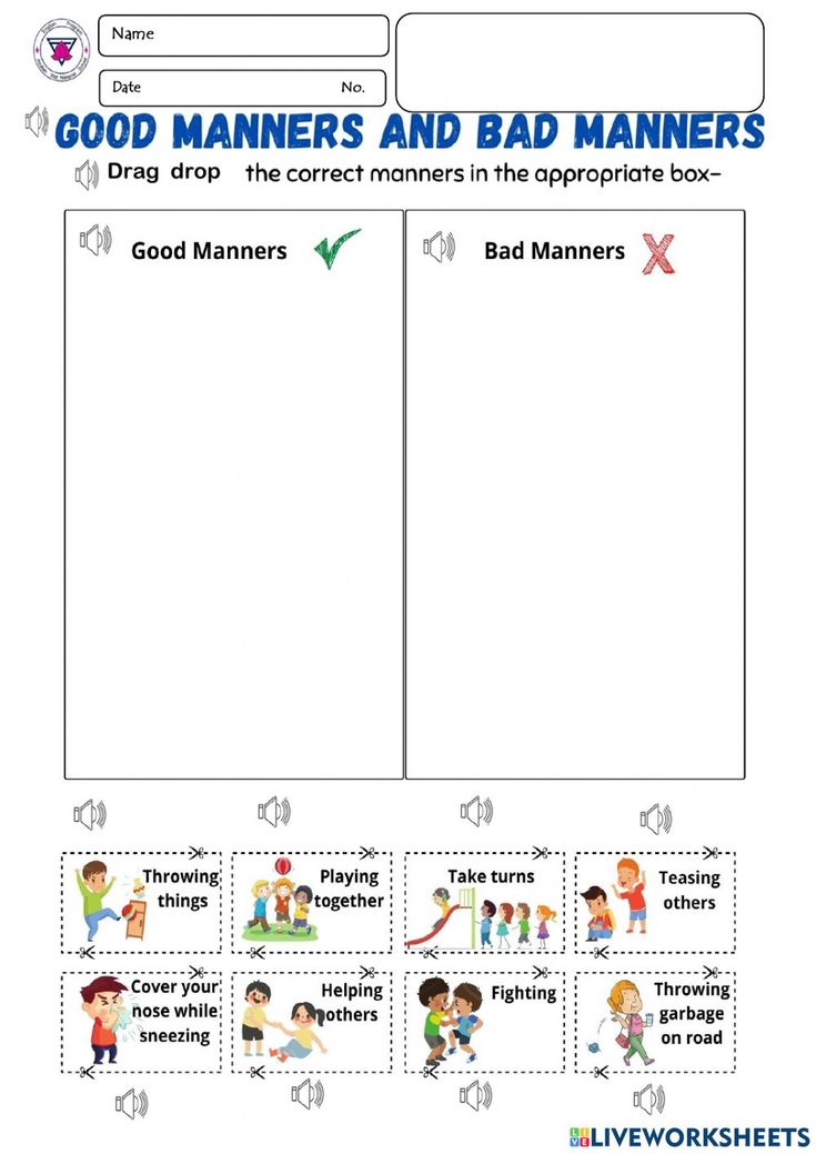 good manners and bad manners worksheet for kids with pictures on them