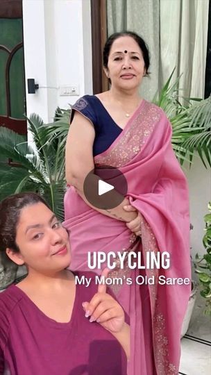 Making Dress From Old Saree, Upcycle Saree Into Dress, Sari Upcycle Ideas, Saree Upcycle Dresses, Saree For Mother, Upcycle Saree, Outfit From Old Saree, Old Saree To New Dress, Dress From Old Saree