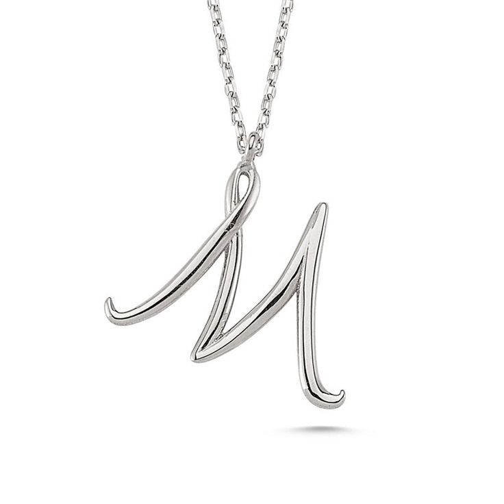 M Letter Mini Initial Silver Necklace - amoriumjewelry M Initial Necklace, Rose Gold Initial Necklace, M Initial, Initial Necklace Silver, M Necklace, M Letter, Initial Necklaces, 16 Inch Necklace, Sterling Silver Initial