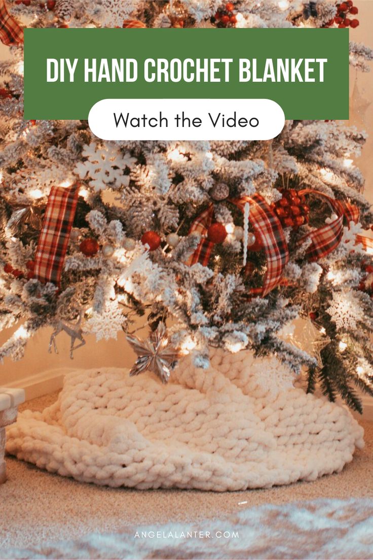 a christmas tree with the words diy hand crochet blanket on it and an image