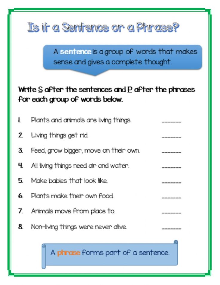 a sentence or phrase worksheet