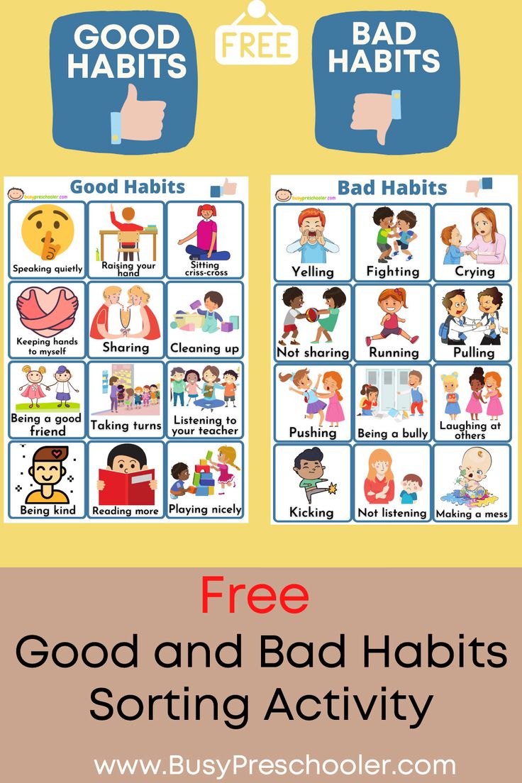 the good and bad habit chart for kids is shown with text that reads, good and bad