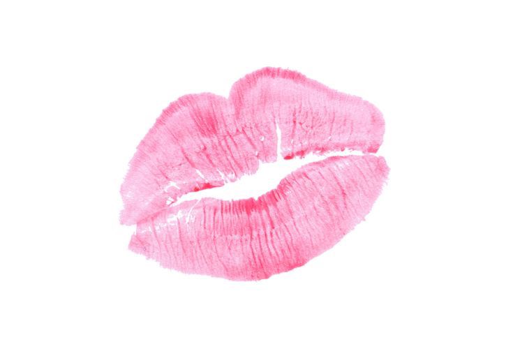 a pink lipstick smudge on a white background