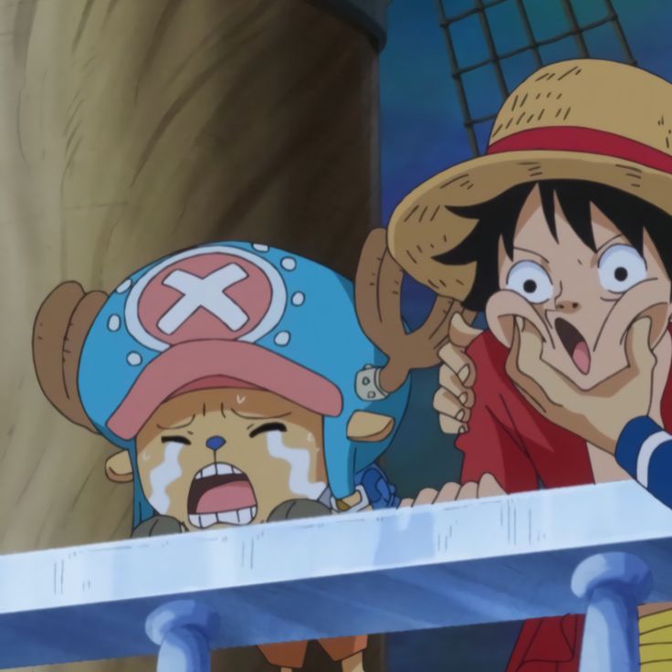 one piece and another character are in the background