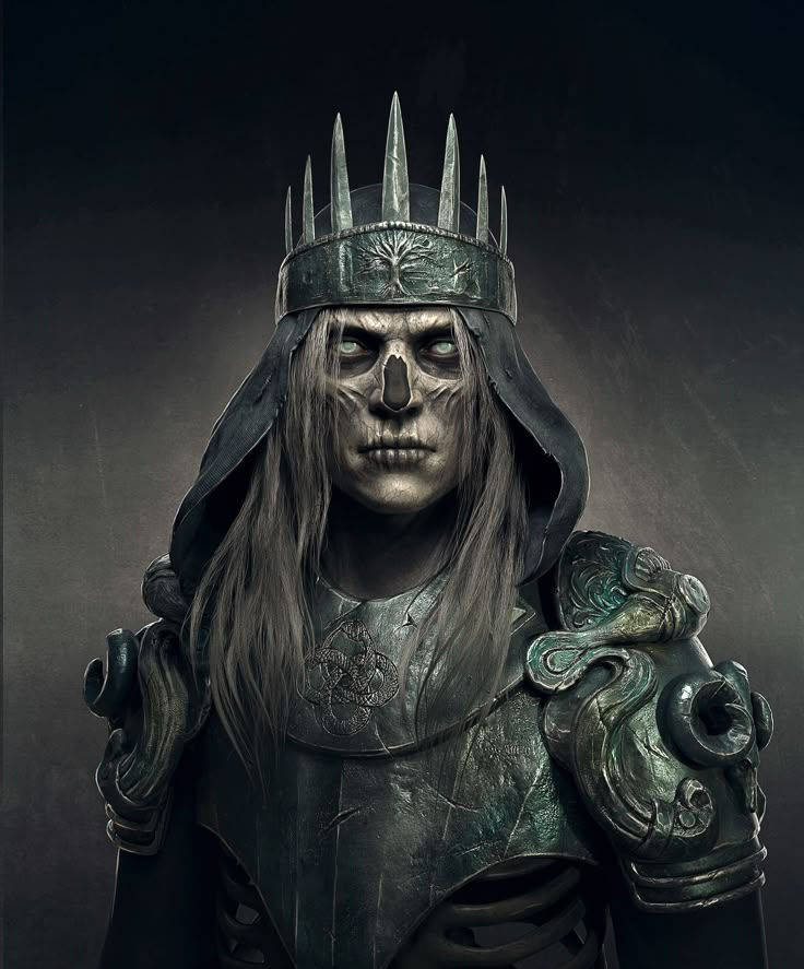 a creepy looking man wearing a helmet and armor