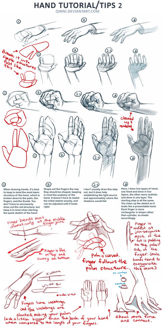 an instruction manual for how to draw hands in two different ways, with instructions and examples