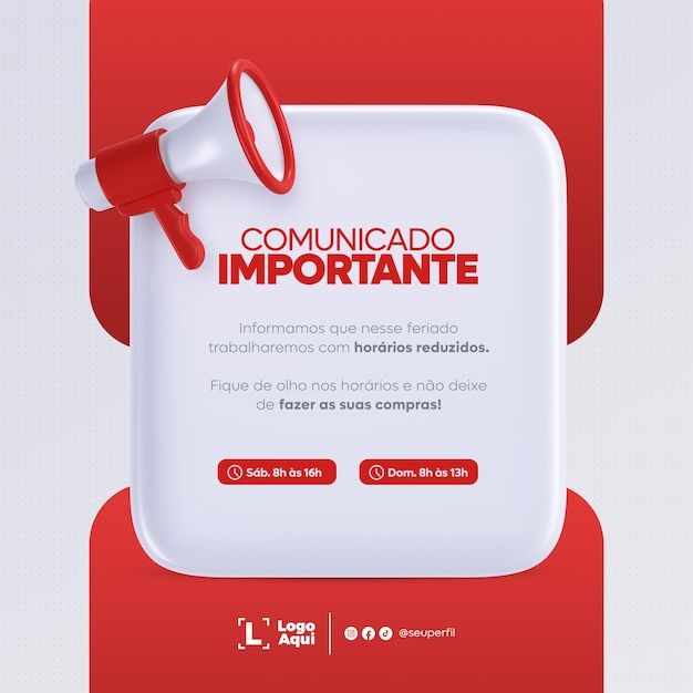 a red and white advertisement with a bullhorn on it's side, in spanish