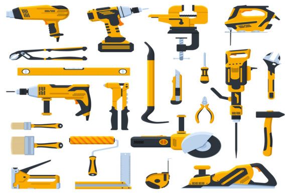 Building Construction Tools Hand Tools Woodworking, Woodworking With Hand Tools, Construction Tools Buildings, Construction Garage, Tool Wall Storage, Vector Building, Joinery Tools, Zestaw Ikon, Craftsman Tools