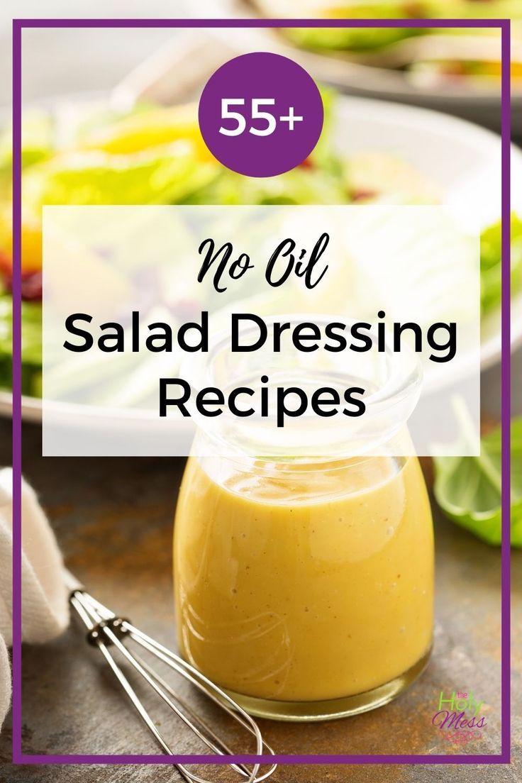 salad dressing in a small glass jar with the words, no oil salad dressing recipes