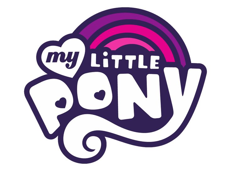 the logo for my little pony, which is purple and pink with a rainbow in the background