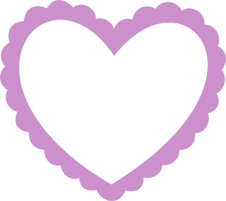 a heart shaped frame with scalloped edges in purple on a white background photo