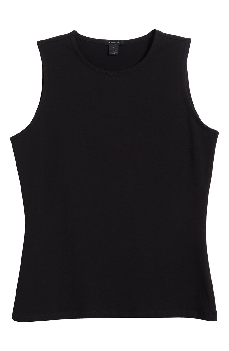 Superversatile for layering or wearing solo, this sleeveless shell top is made from stretch-cotton jersey that's lightweight and breathable. 24" length (size Small) Jewel neck Sleeveless 93% cotton, 7% spandex Machine wash, tumble dry Imported Shell Tops, Stretch Cotton, Nordstrom, Knitting, How To Wear, Black