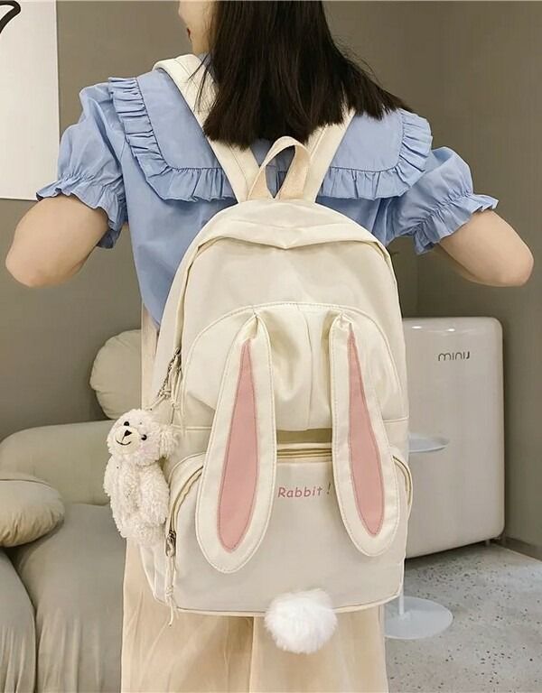 Kawaii Rabbit Large Capacity Back Pack Mochila on Storenvy Girl Backpacks School, Rabbit Cartoon, Waterproof Backpack, Rabbit Ears, Classic Backpack, Bear Cartoon, Bunny Ear, Kawaii Clothes, Designer Backpacks