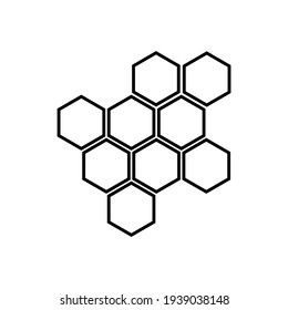 the hexagonal structure is shown in black and white, with an outline effect