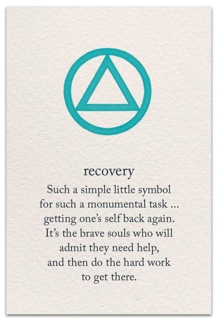 a card with an image of a triangle and the words recovery