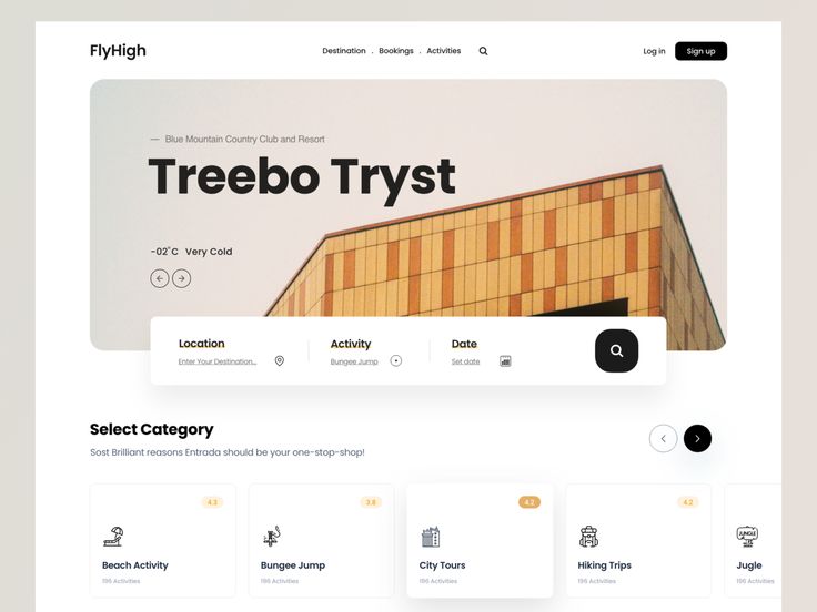 an image of a website page with the name treebo tryst on it