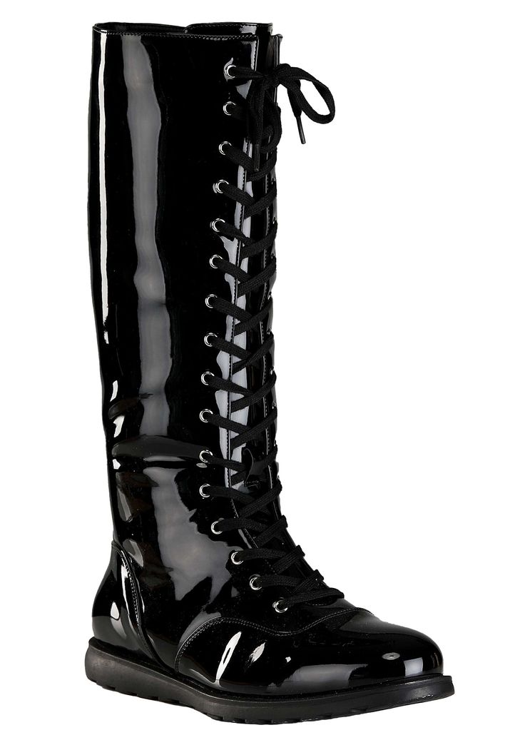 a pair of black boots with laces on them