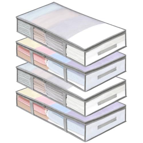 three stacks of drawers stacked on top of each other with different colored sheets in them