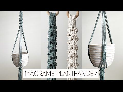 macrame plant hangers made from yarn and rope with the words macrame planhanger