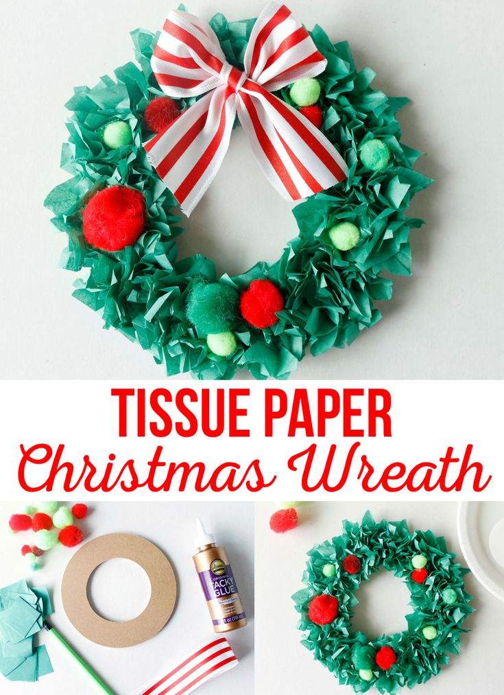 this tissue paper christmas wreath is so easy to make