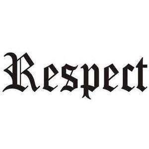 the word respect written in black on a white background