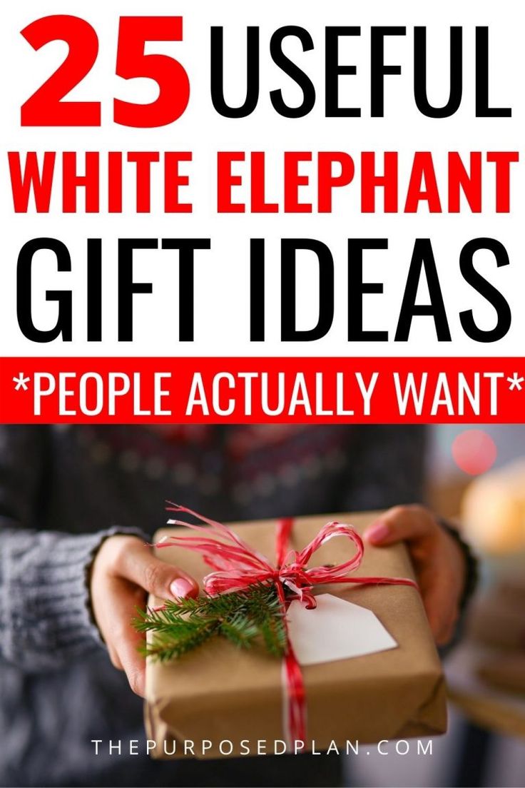 the words 25 useful white elephant gift ideas people actually want