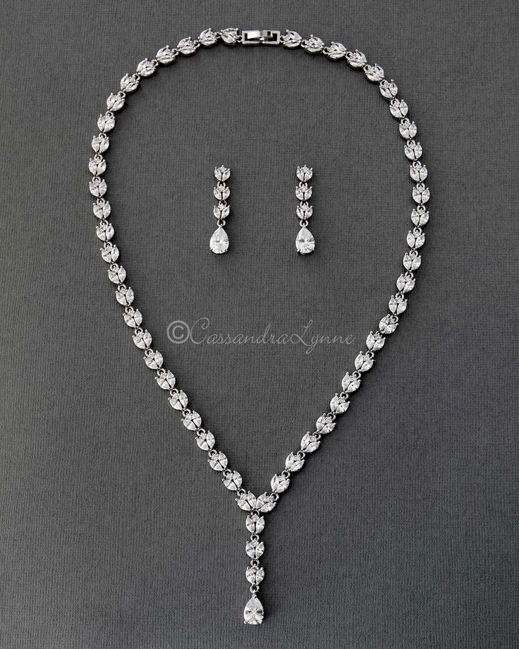 A beautifully traditional design of marquise hearts and pear drops. A wonderful choice for a wedding or any special occasion. the necklace is 18.5 inches long, the earrings are 1.75 inches long. Available in gold, rhodium or rose gold plating, grade AAA CZ, lead and nickel free. Prom Necklace, Crystal Wedding Necklace, Wedding Jewelery, Real Diamond Necklace, Teardrop Jewelry, Prom Necklaces, Makeup Images, Wedding Necklace Set, Diamond Jewelry Set