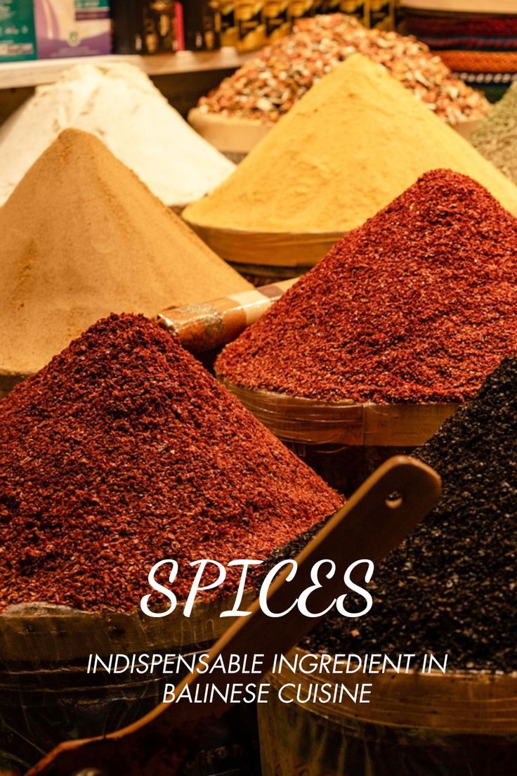 spices displayed in baskets with the words spices written on them and above them is an image of various types of spices