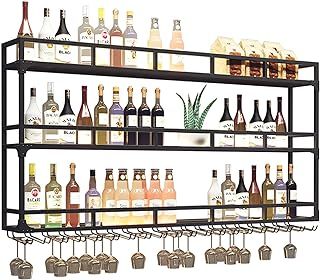 a metal shelf filled with lots of bottles and glasses on top of each other in front of a white background