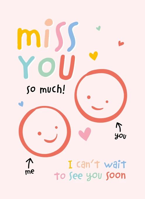 the words miss you so much are written in different colors and font on a pink background