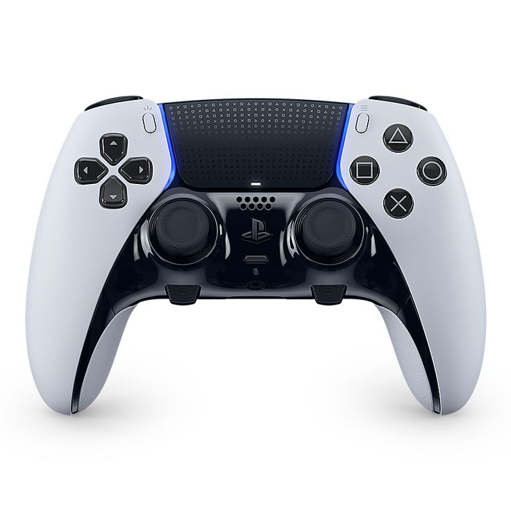 a close up of a controller for a video game system on a white background with text