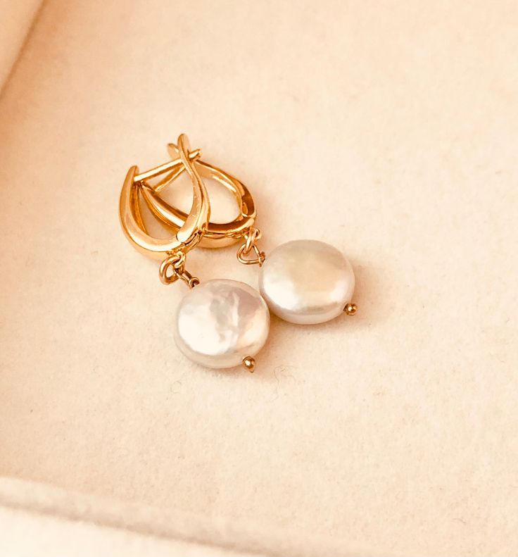 Pearl Earrings, Freshwater Pearl Earrings, White Pearl Earrings, Coin Pearl Earrings, Gift For Her, Mothers Gift, Bridesmaid Gift Hypoallergenic White Gold Circular Jewelry, Hypoallergenic Circular White Gold Jewelry, 14k Gold Filled Round Earrings, Tarnish Resistant 14k White Gold Filled Earrings, Delicate Round Single Earring, Delicate Single Round Earring, Nickel Free Minimalist Round Jewelry, White Gold 14k Gold Filled Earrings, Classic Hypoallergenic Circular Jewelry