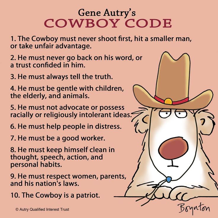 a cartoon dog wearing a cowboy's hat with the words cowboy code written below it