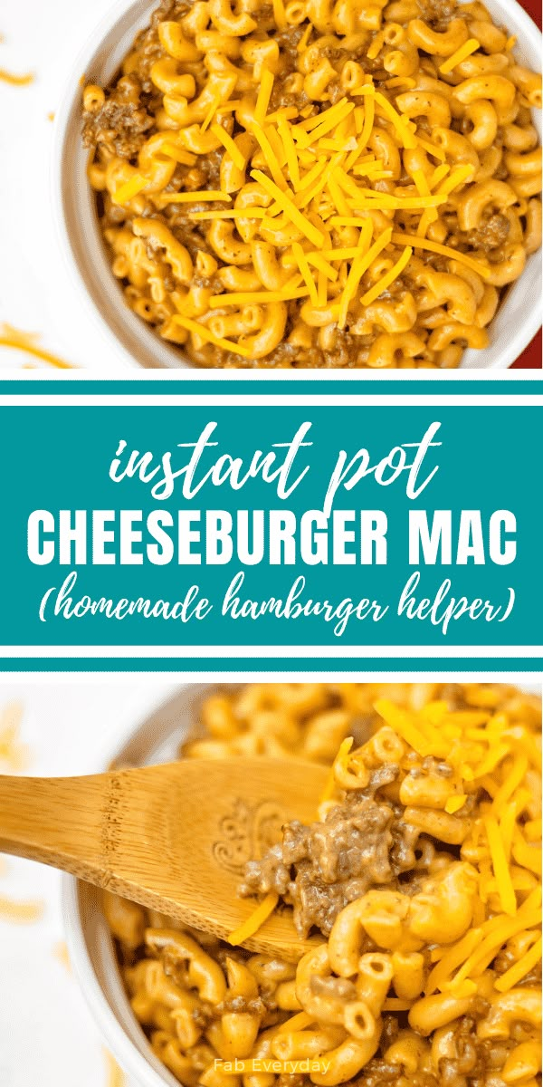 instant pot cheeseburger mac and cheese in a white bowl