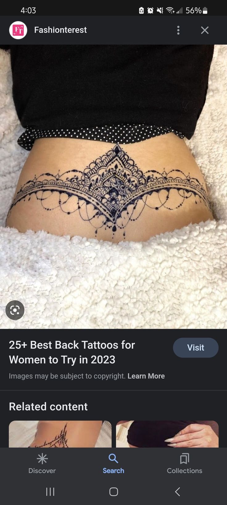 the back of a woman's stomach with tattoos on it and an instagram