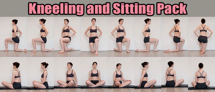 an image of a woman doing yoga poses in different positions and sitting back to back