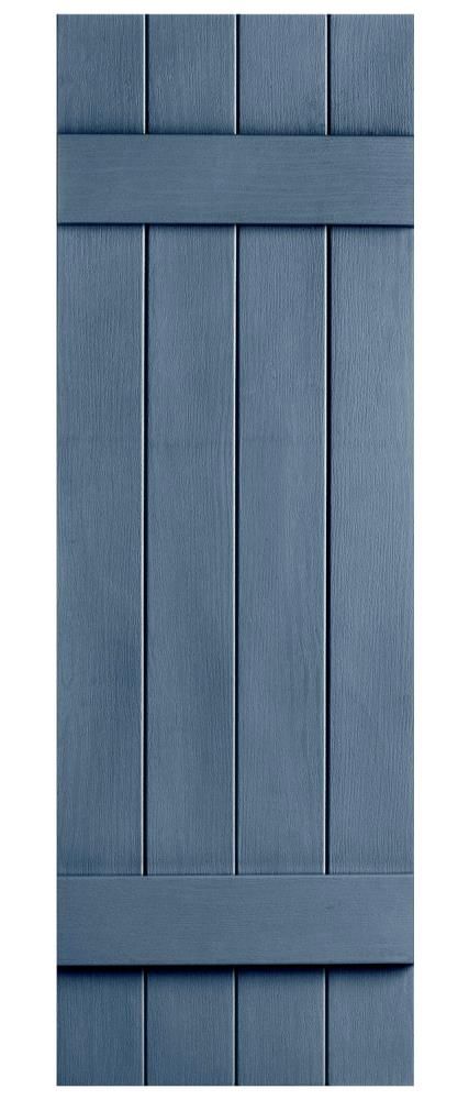 a blue wood paneled door with horizontal slats