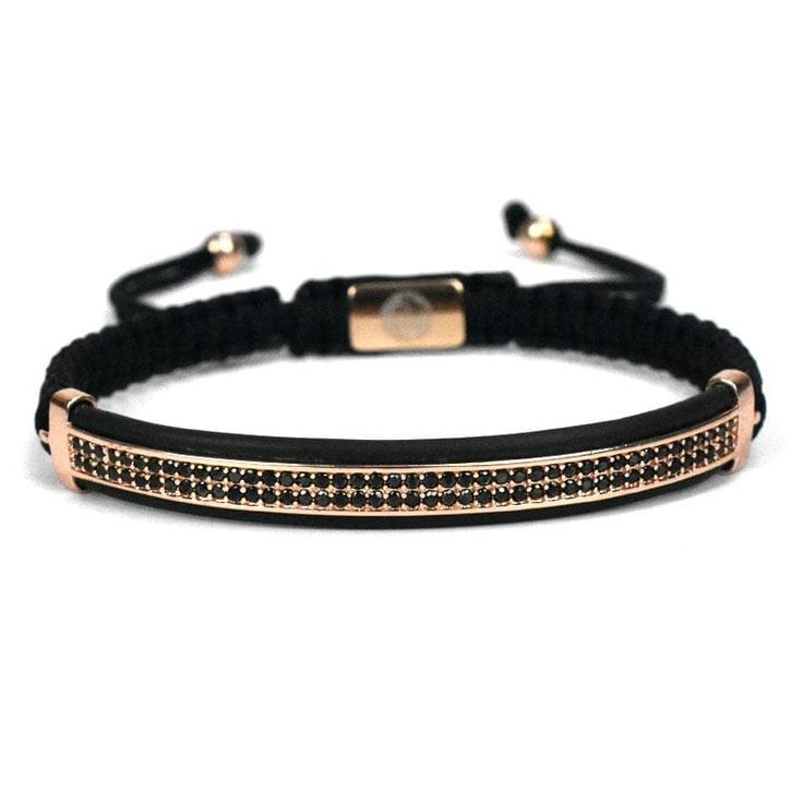 Finished with 18kt rose gold & AAA black CZ. Braided design. One size fits all. Comes with a polished Man-ique box. Polished Man, Braid Designs, Braided Bracelet, Rose Gold Bracelet, Braided Bracelets, Open Box, Bracelet Sizes, Fashion Watches, One Size Fits All