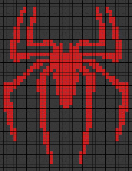 a cross stitch spiderman pattern in red and black