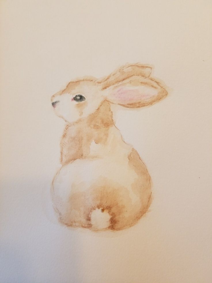 a watercolor painting of a rabbit sitting down