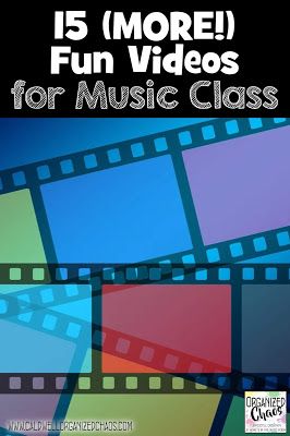 a film strip with the words 15 fun videos for music class