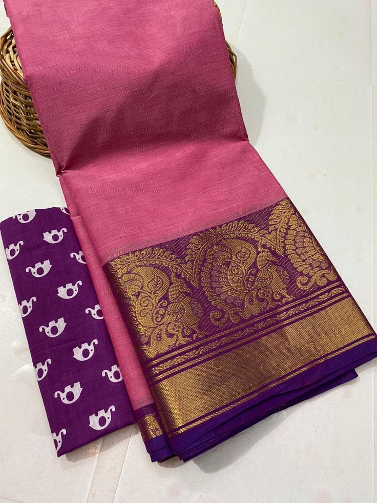 It's a beautiful chettinad cotton saree with  broad zari border pattern . Saree length - 5.5 mtr. Kalamkari blouse - 1 mtr.  Please note - color may be vary a little due to sunlight and photography . Please message us after purchasing in case you want fall and Pico done it not . No extra charges for fall and Pico but inform us . Blouse stitching is also available . Please check all details carefully before placing any order , in case of any doubt message us . Check your address details for avoid Cotton Blouse Piece With Printed Border For Diwali, Cotton Silk Saree With Border In Traditional Drape, Cotton Silk Traditional Wear With Border For Navratri, Navratri Cotton Silk Traditional Wear With Border, Anarkali Cotton Silk Saree With Border, Navratri Traditional Wear With Cotton Silk Border, Cotton Silk Saree With Traditional Drape And Border, Cotton Silk Saree With Border, Saree With Printed Border For Puja And Eid