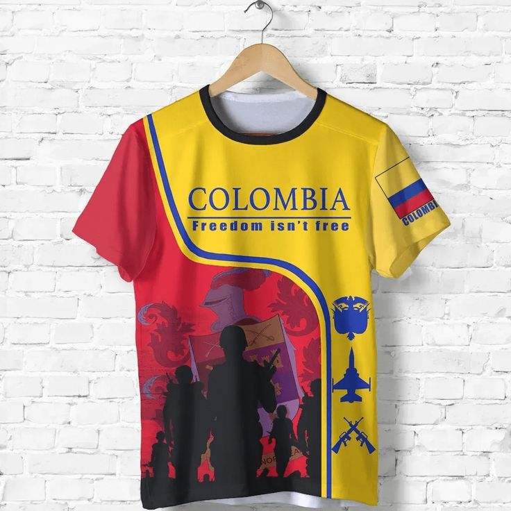 Colombia Army T Shirts Multicolor Crew Neck Sports T-shirt, Multicolor Crew Neck T-shirt For Sports, Multicolor Crew Neck Sports Shirt, Multicolor Crew Neck Shirt For Sports, Yellow Sublimation Print Crew Neck Shirt, Yellow Crew Neck Shirt With Sublimation Print, Cotton Sports T-shirt With All Over Print, Multicolor Graphic Print T-shirt For Sports, Yellow Sublimation Print T-shirt For Sports